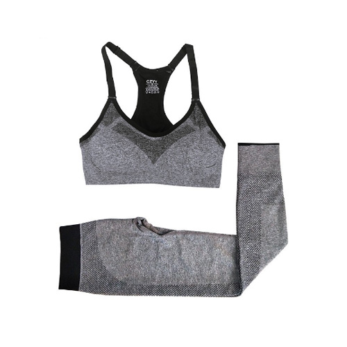 VEAMORS Gray Yoga Sets Women Fitness Sportswear Breathable Slim Sexy Tracksuit Ladies Quick Dry Elastic Sports Sets Solid Color
