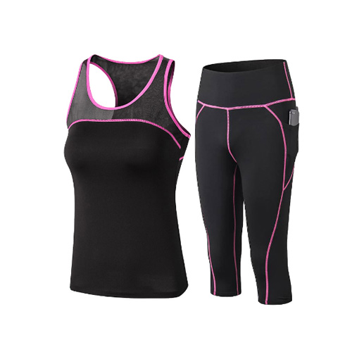 2020 New Women's Fitness 2 Piece Suit Yoga Sets Gym Clothing Leggings+Sports Vest Running Tights Workout Sportswear Yoga Pants